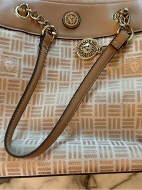 Anne Klein Tan Logo-Accent Tote